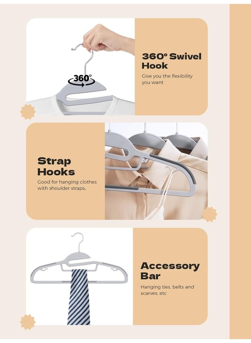 كيتشينو شماعات ملابس بلاستيكية غير قابلة للانزلاق – شديدة التحمل – خفيفة الوزن – مجموعة 10 شماعات – تصميم رفيع موفر للمساحة – خطاف دوار 360° مرن وسهل الاستخدام – مثالية للقمصان والفساتين والبدل والمعاطف - Image 3